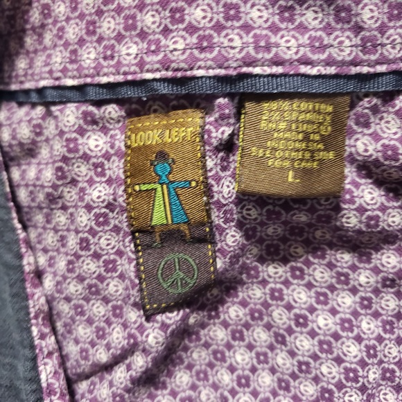 Look Left Black Large PreOwned Button Down Shirt-Cotton/Spandex - Picture 2 of 4